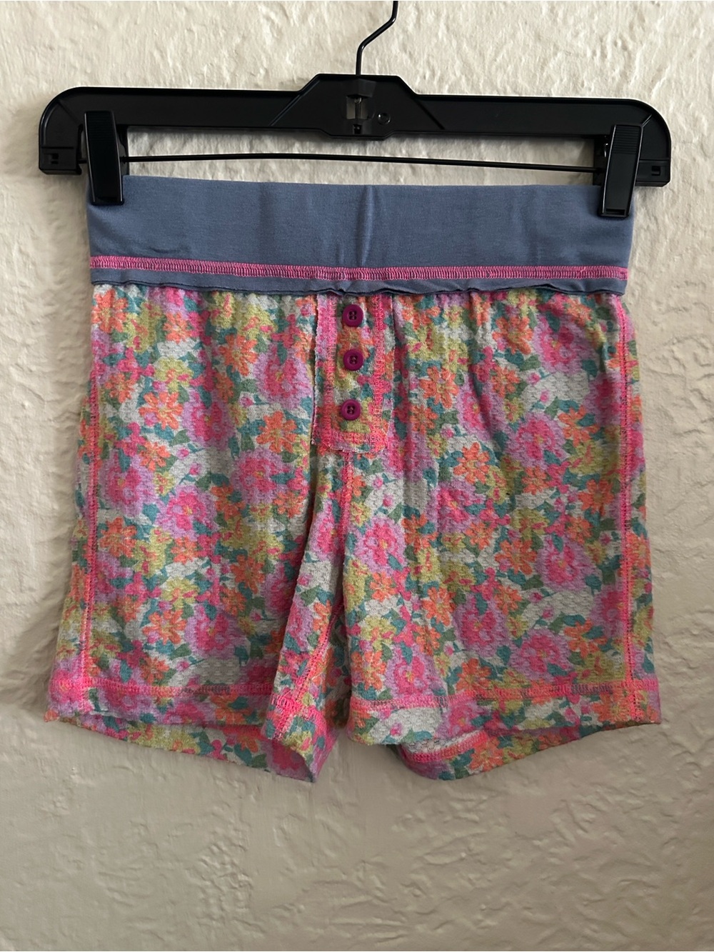 Natural Life Waffle Weave Lounge Shorts Bright Yellow Orange Green Pink Floral